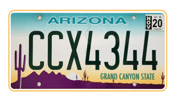 Arizona state plate