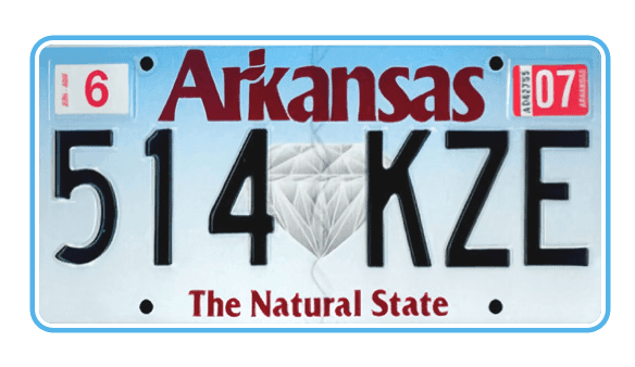 Arkansas state plate