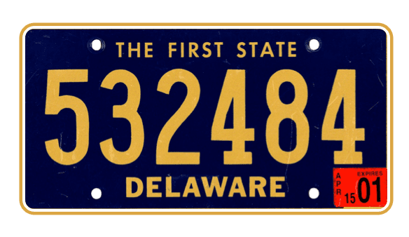 Delaware state plate