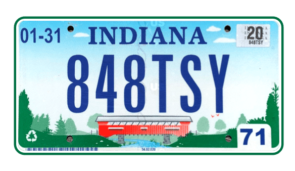 Indiana state plate