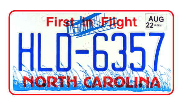 North Carolina state plate