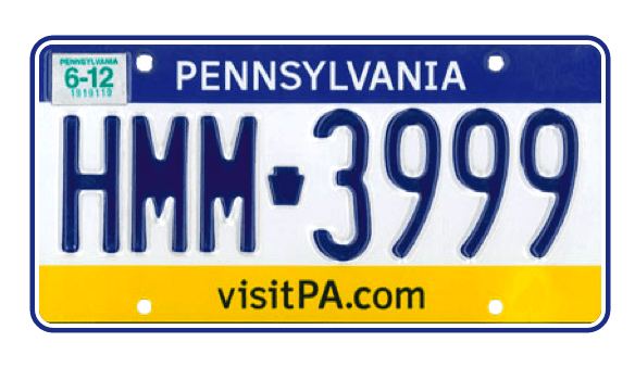 Pennsylvania state plate