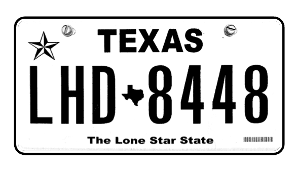 Texas state plate
