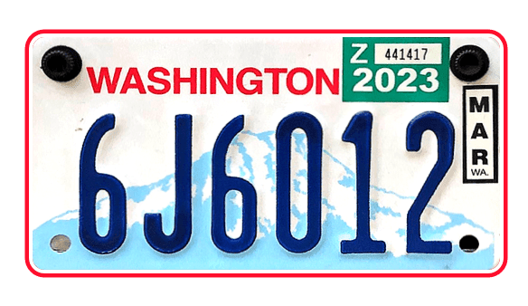Washington state plate